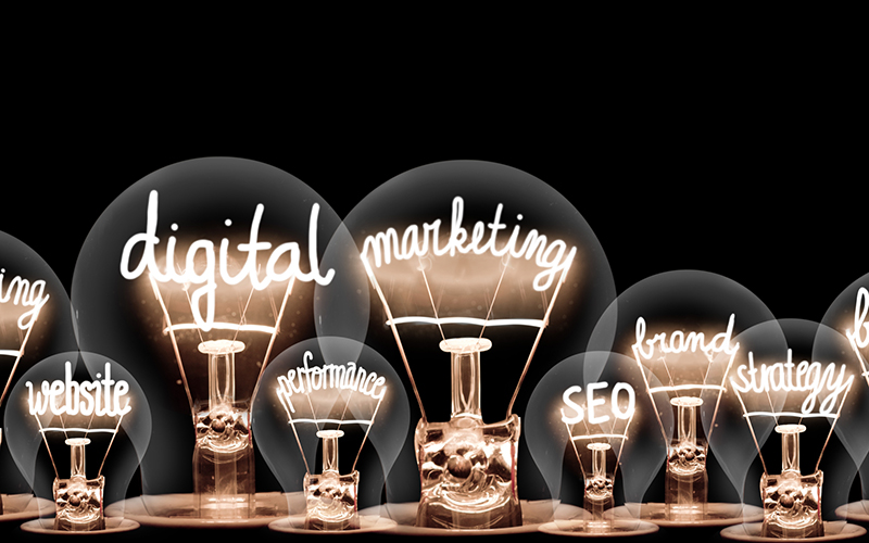 light bulbs with marketing terms