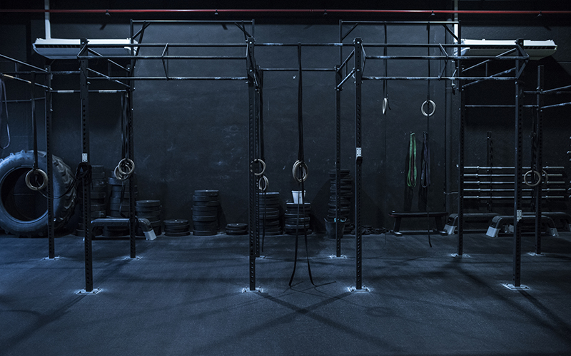 empty and dark fitness studio
