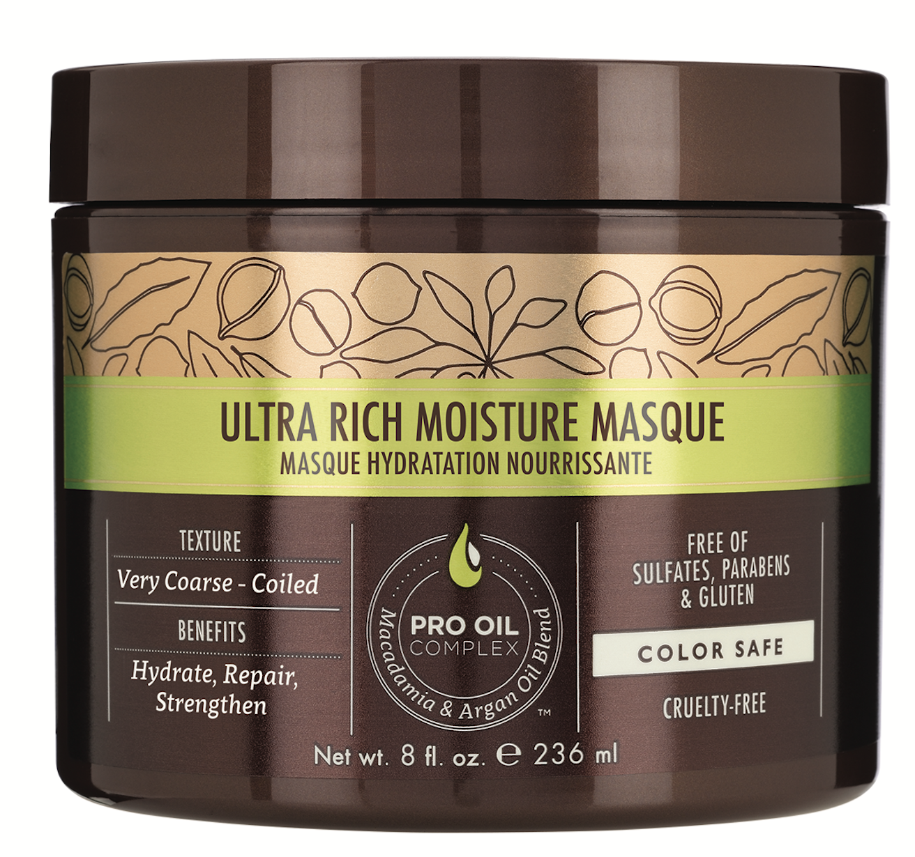 Formulated with shea butter and mongongo macadamia and argan oils Macadamia Professional Ultra Rich Moisture Masque infuses