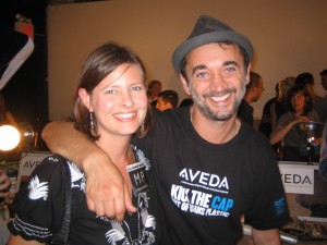 That's me with Aveda key stylist Eugene Souleiman backstage.