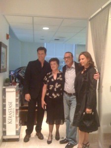 Harry Connick Jr and wife Jill Goodacre flank Patrick Melville and his mom Agnes