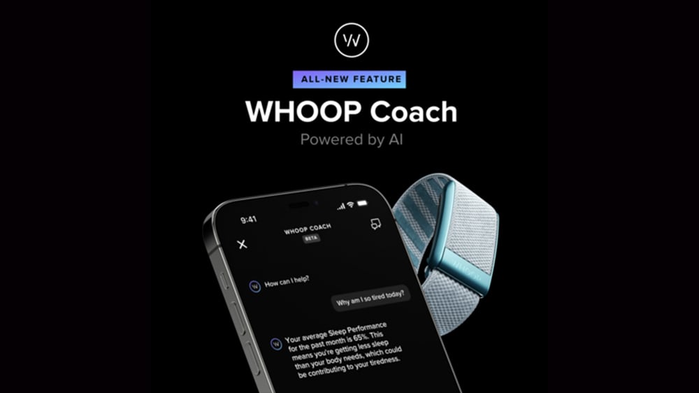 image of phone with Whoop Coach app