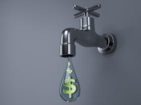 Money flowing out of faucet