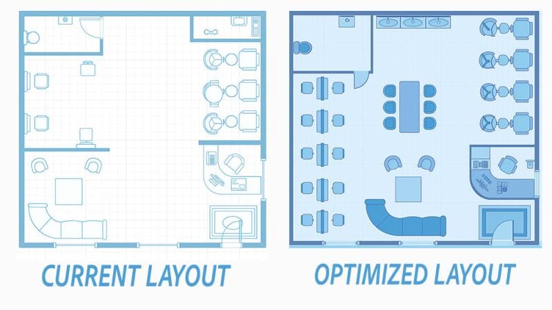 Salon layouts rendered via AI
