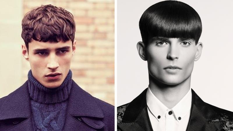 Two men modeling a modern bowl cut