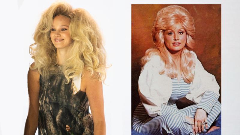 Aveda's "abundant hair" model, inspired by Dolly Parton