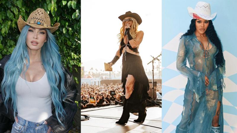 Megan Fox, Paris Hilton, Teyana Taylor in cowboy hats during Coachella 2024