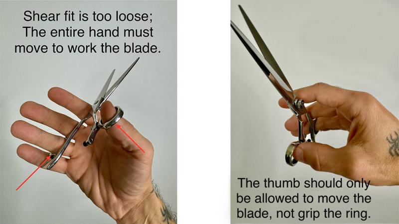 Fitting a hair shear: ring spacing