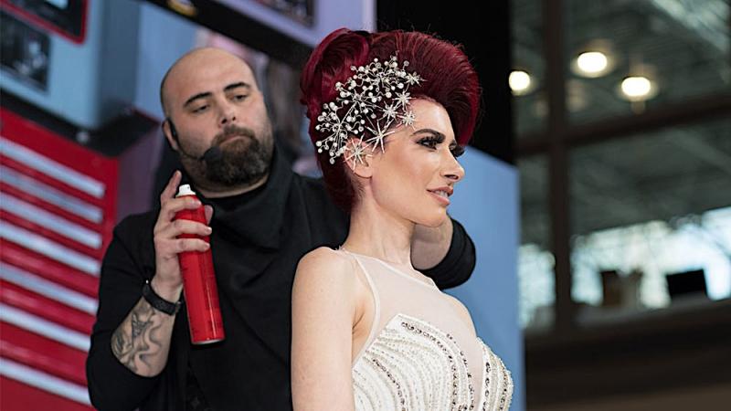 Mego Ayvazian styling hair at the International Beauty Show-New York 22