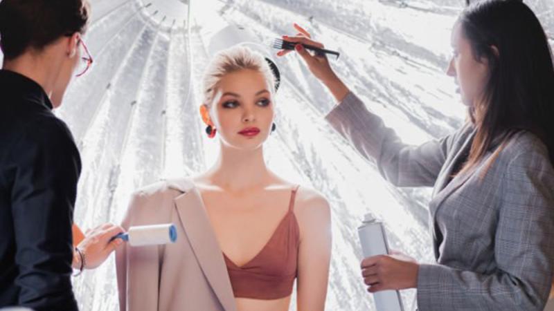 Model with stylists