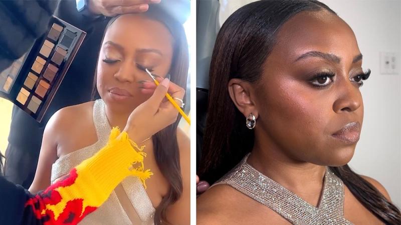 Quinta Brunson's Golden Globes makeup look by Danessa Myricks Beauty