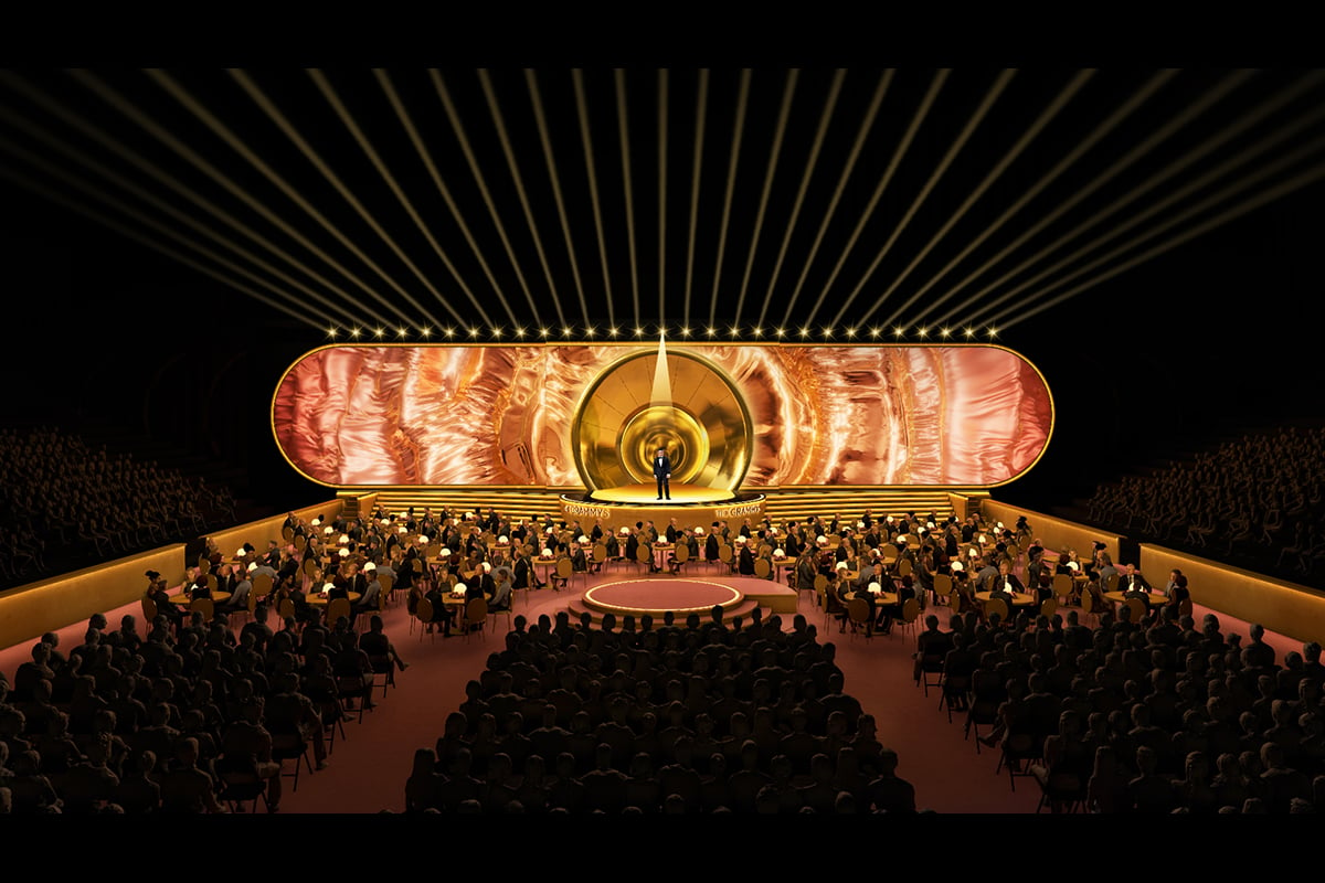 Rendering of the 2024 Grammy stage by Julio Himede of Yellow Studio