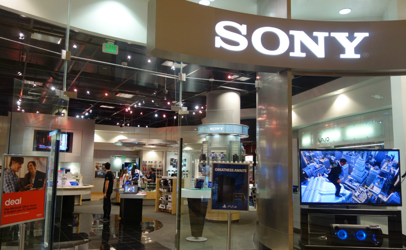 Sony store front facing shopping mall
