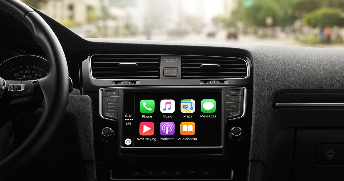 An Apple CarPlay touchscreen