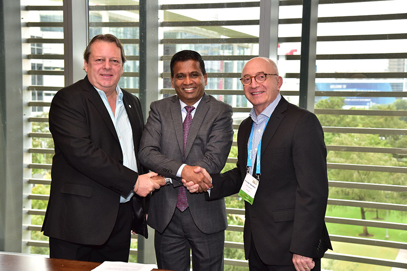 From left to right Sergio Baritussio Director of FIEXPO Senthil Gopinath ICCA CEO and Arnaldo Nardone of Director of FIEX