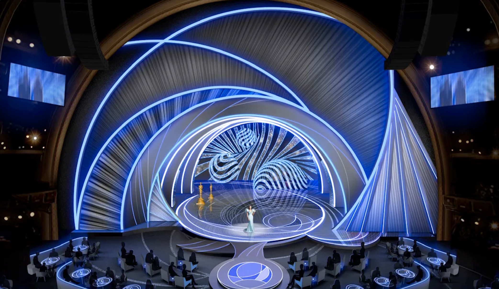 David Korins rendering for the 94th Oscars