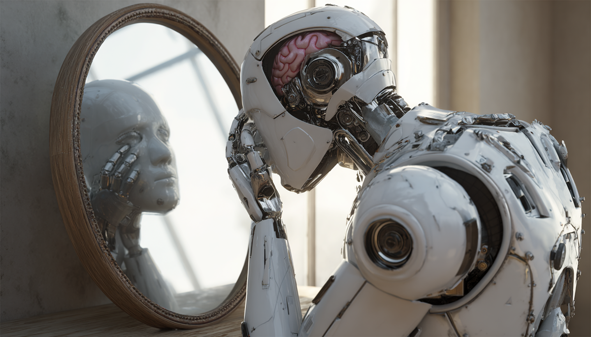AI robot in the mirror