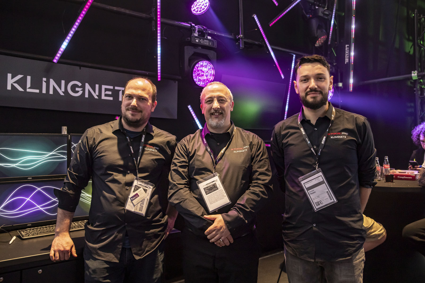 Photo shows the ArKaos Team at ProlightSound Frankfurt left to right Koen Buys Head of Product Engineering Tony De Prin