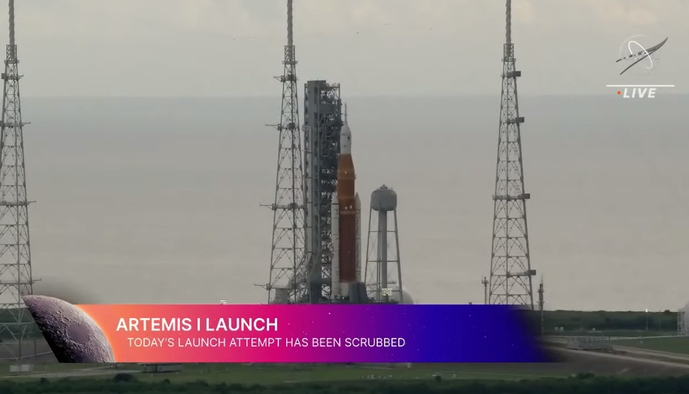 lone image of SLS Artemis on launch pad