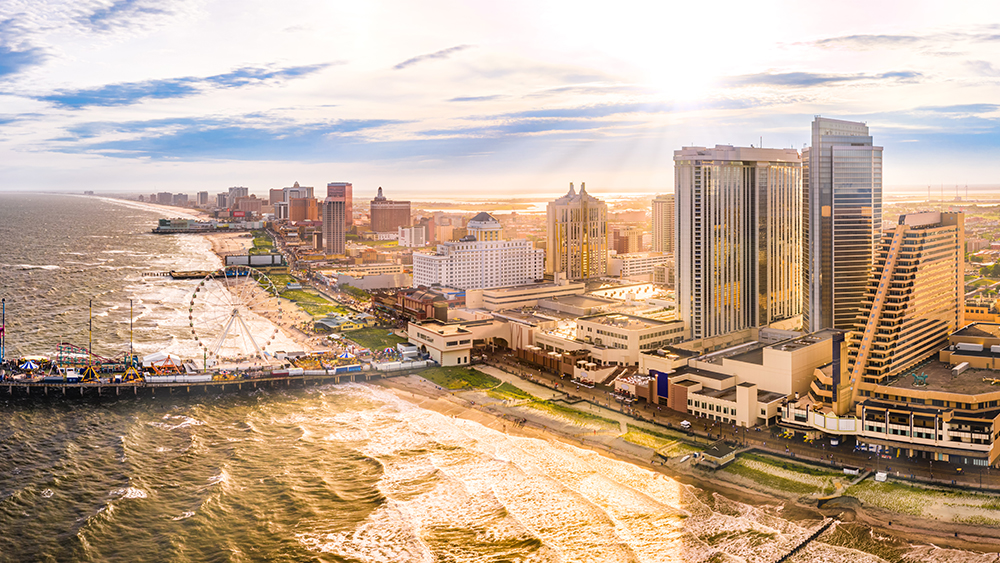 An aerial panorama of Atlantic City