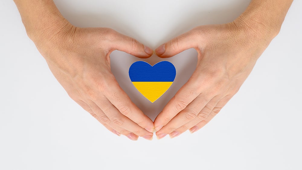 Ukrainian flag in shape of a heart