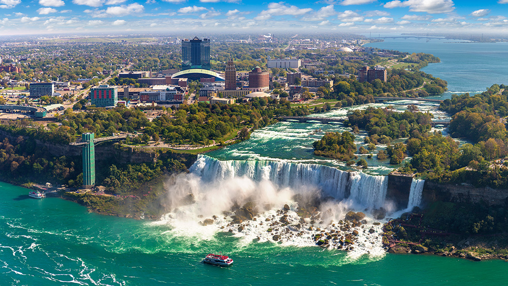 Aerial view of Canadian side of Niagara Falls