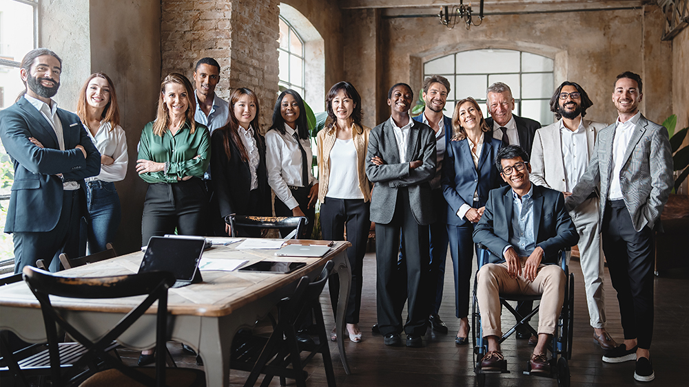 diverse group of adults in an office