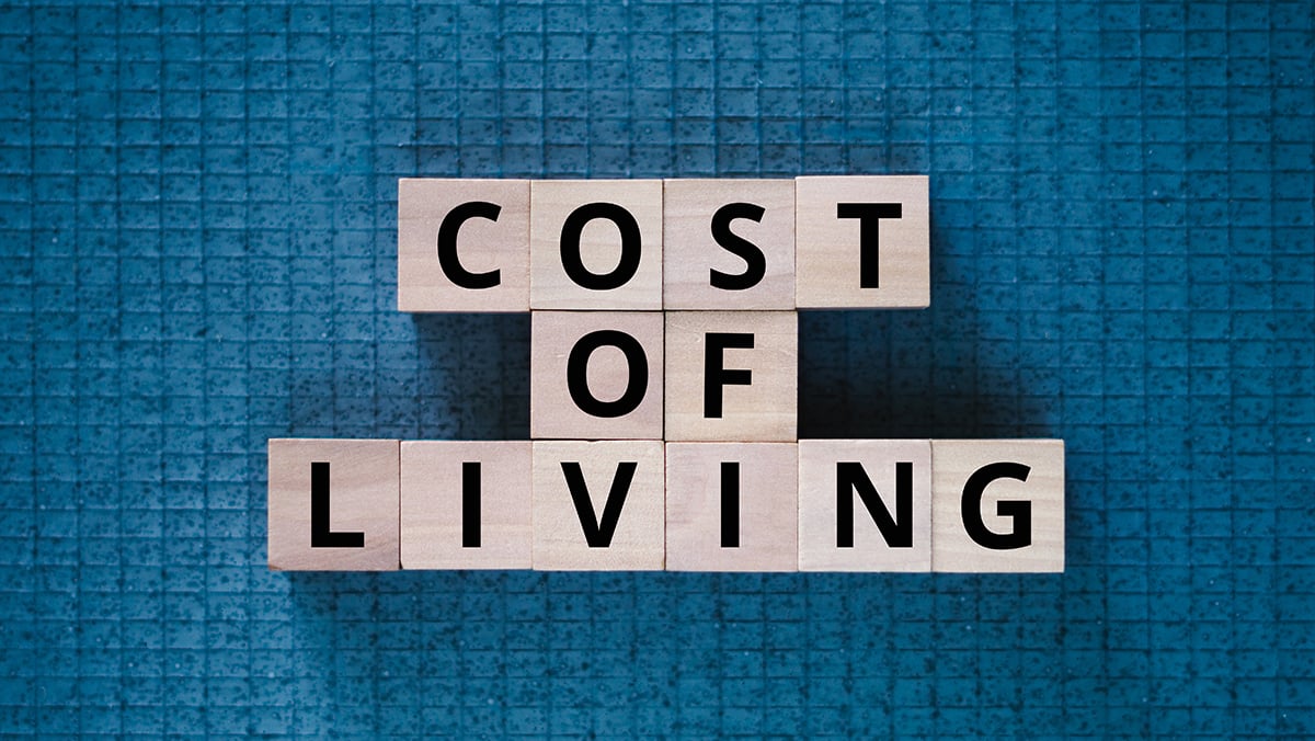 Cost of Living written in blocks