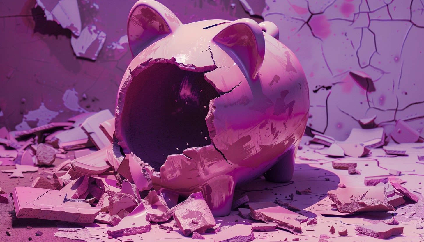 smashed piggy bank