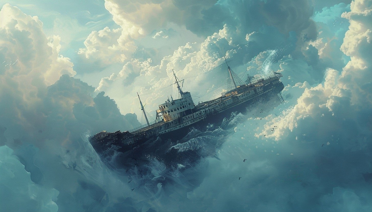 sinking ship in the clouds