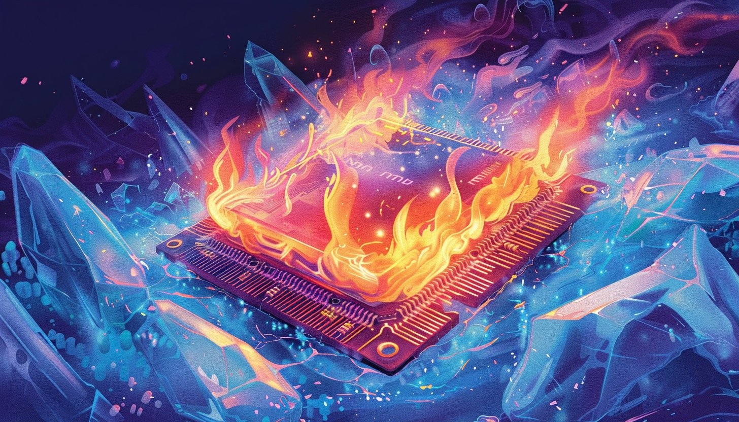 GPU CPU chip on fire