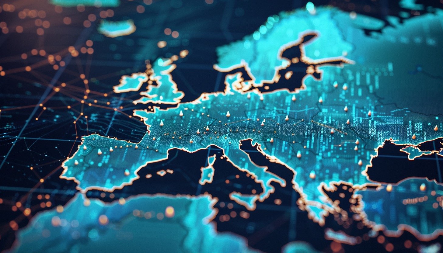 data centers on map of europe
