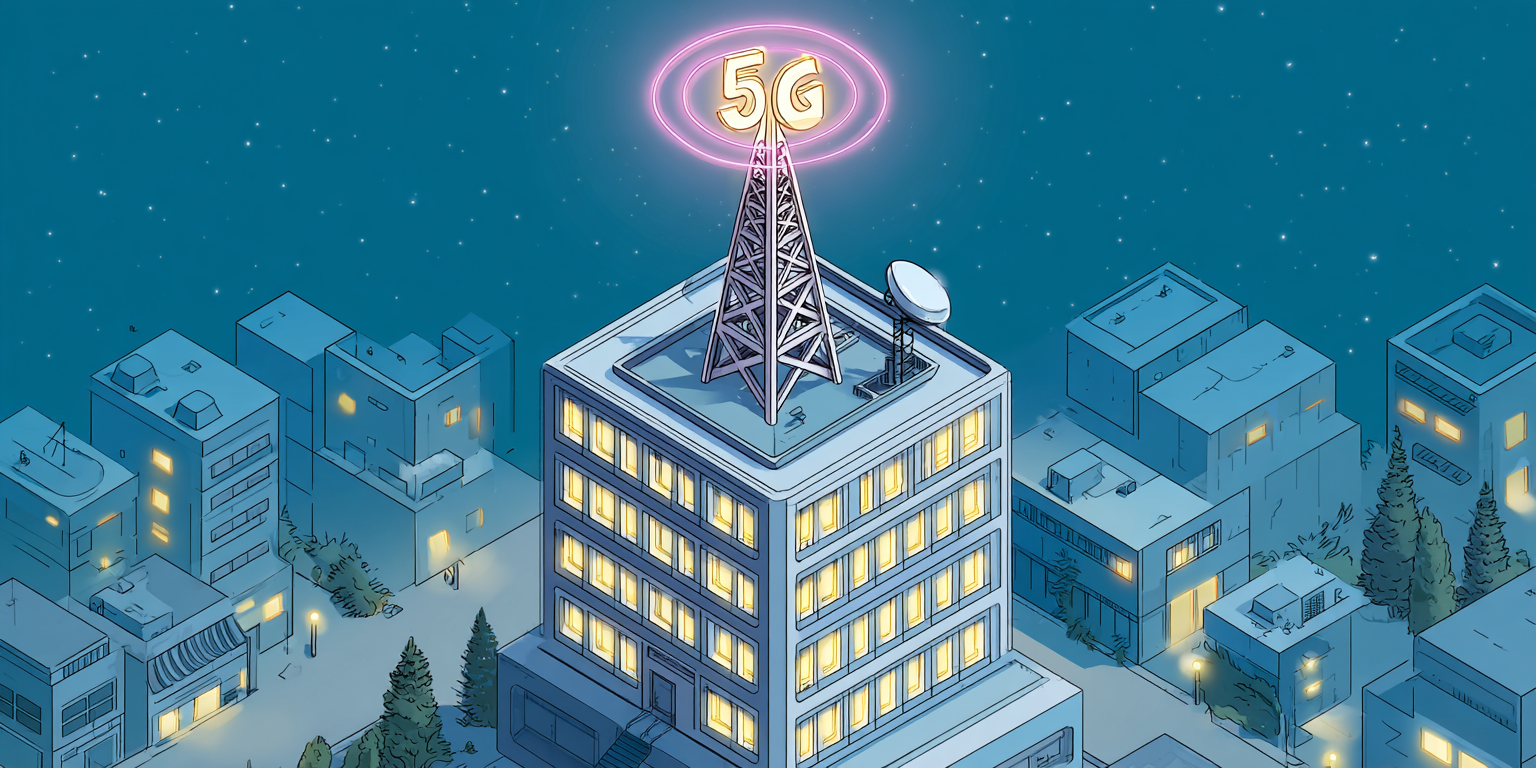 Illustration A cell tower on top of a building