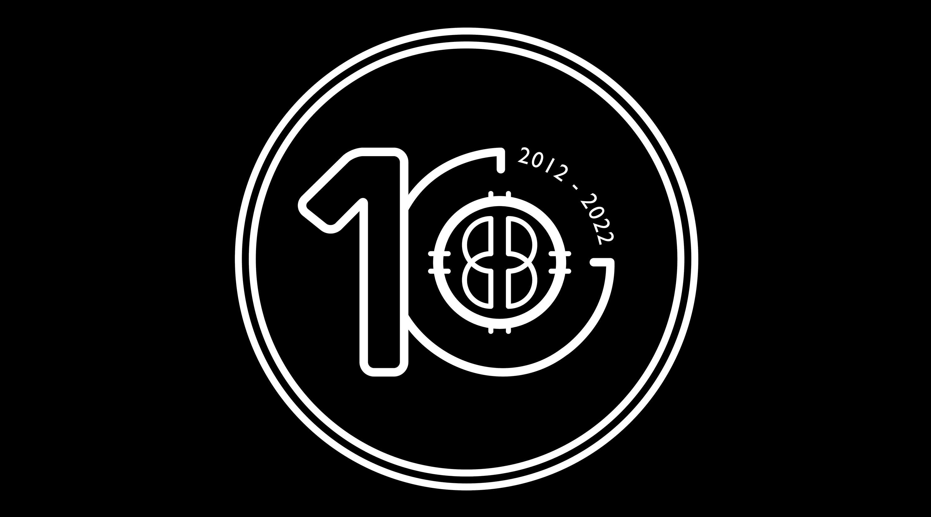 Black and white Brompton 10-year logo