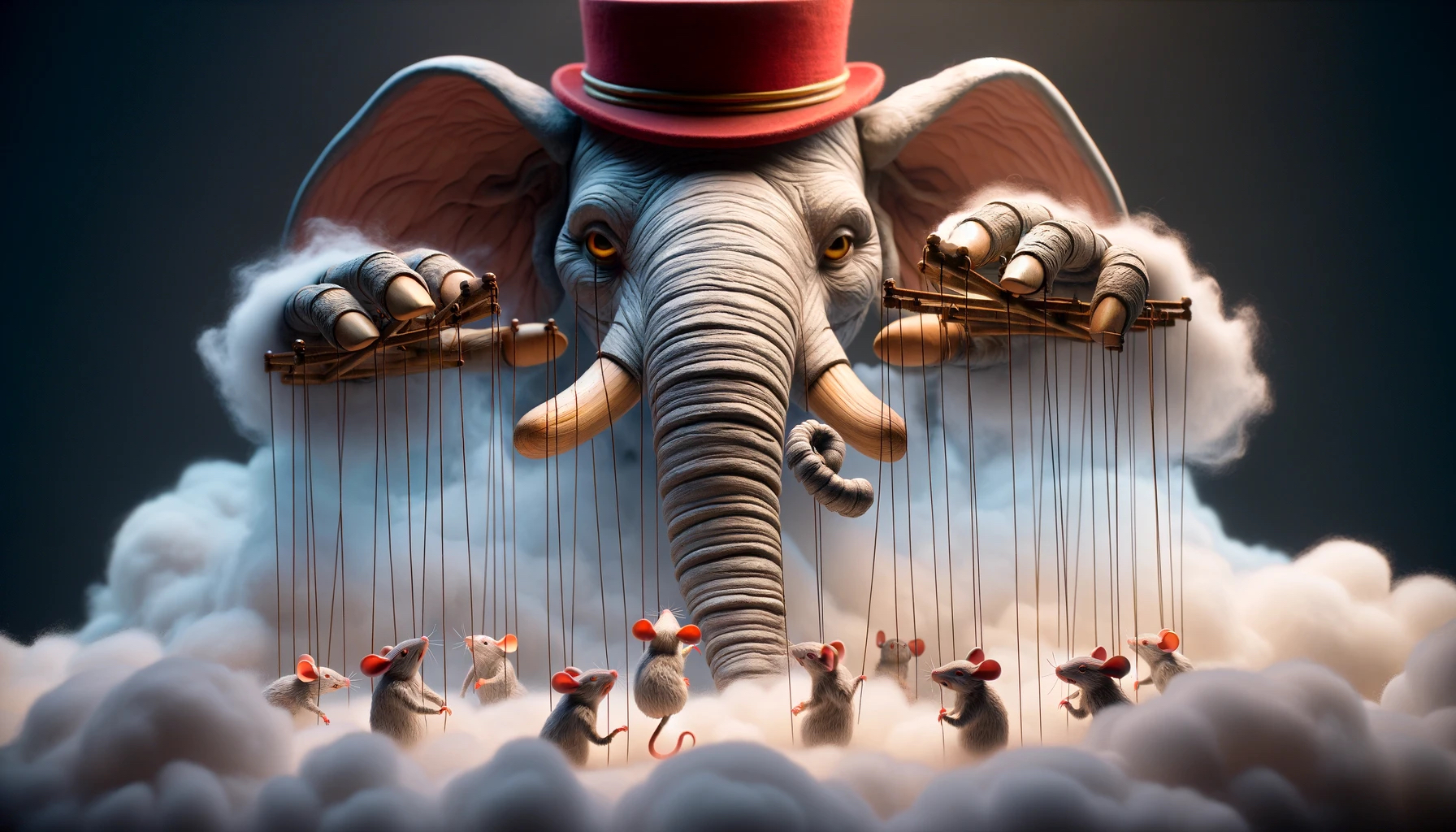 Red Hat elephant controlling Kubernetes mice on strings