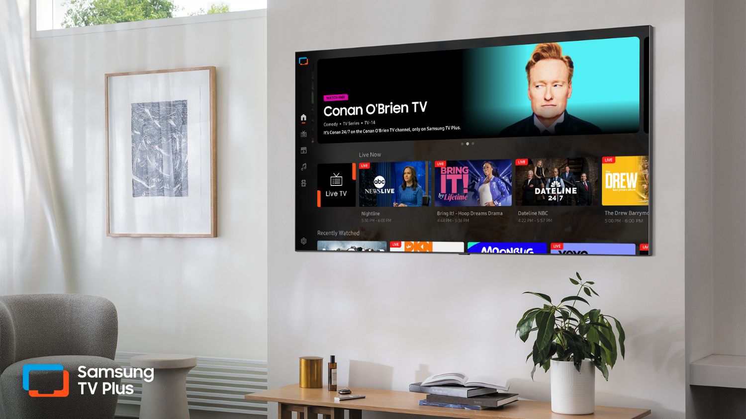 Samsung TV Plus smart TV user interface
