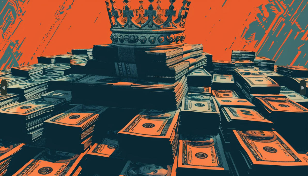 crown on top of money