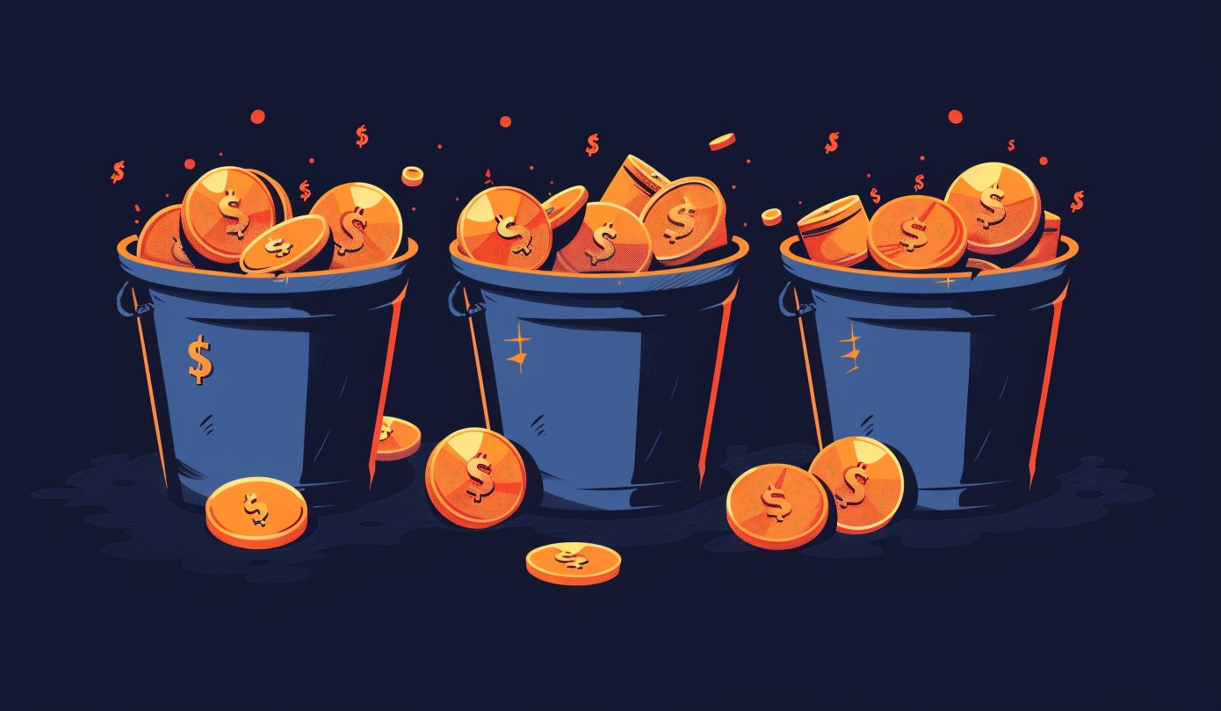 buckets of money