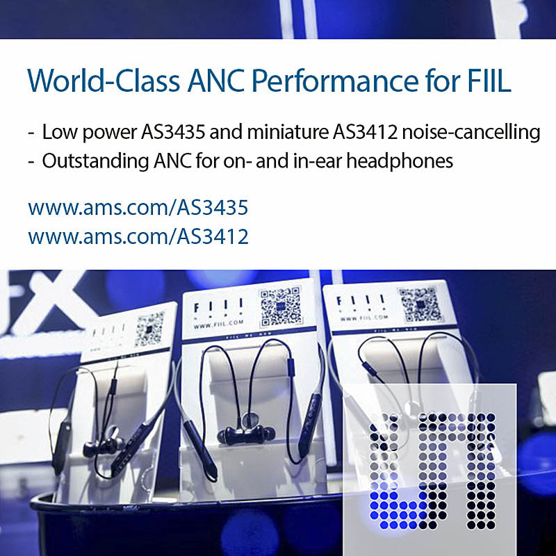 ams AS3435 AS3412 noise-cancelling ICs 