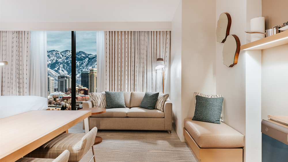 rendering of an Element Salt Lake City Downtown guestroom
