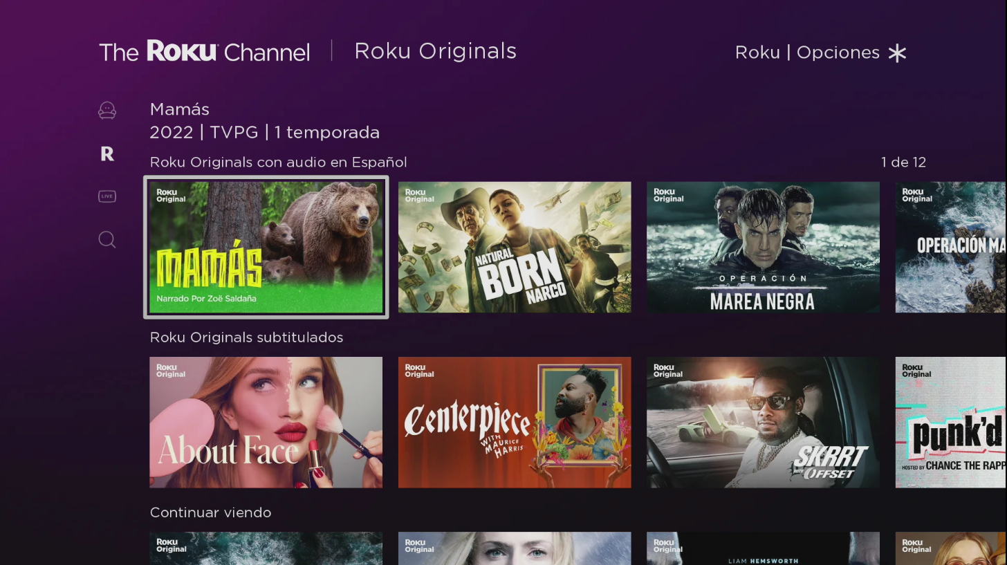 The Roku Channel Mexico user interface