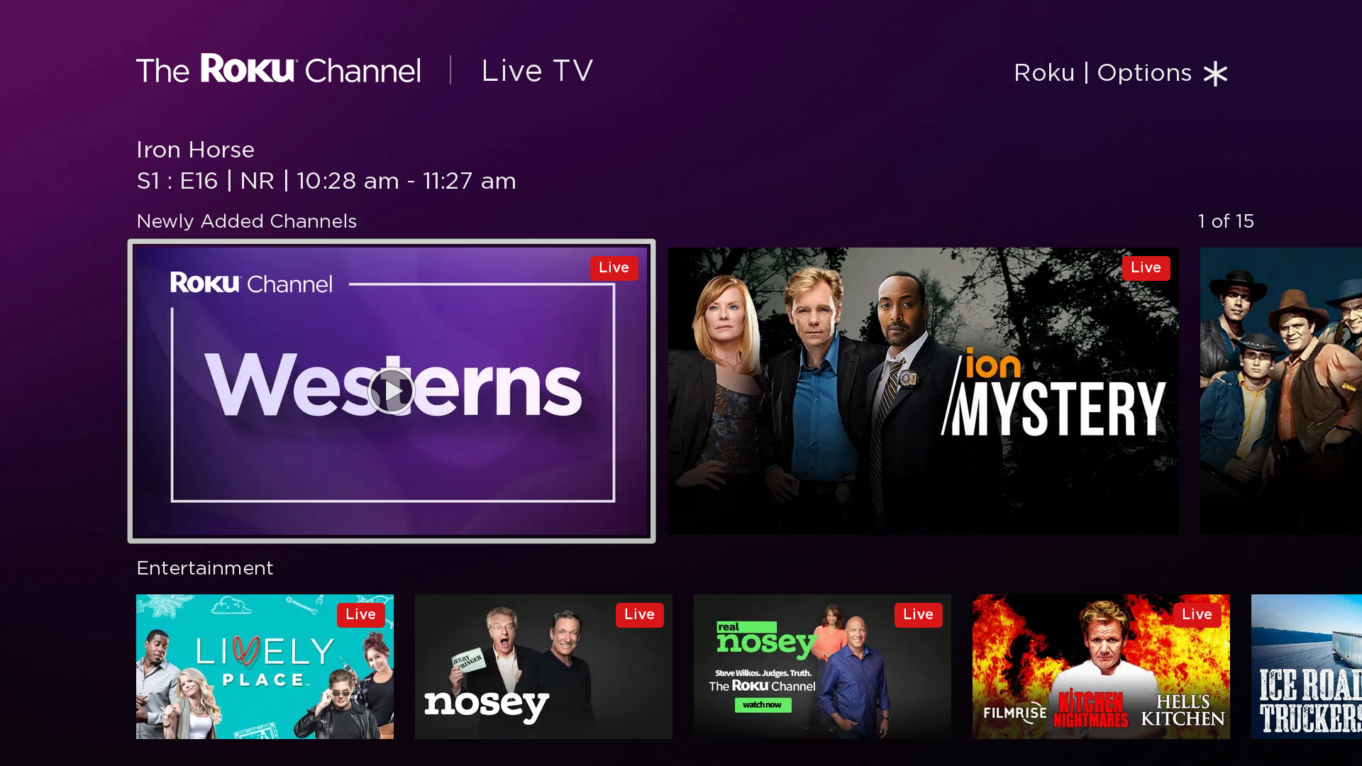 The Roku Channel live TV guide 