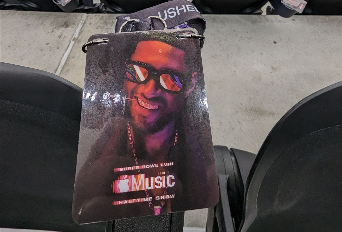 The exclusive PixMob Usher LED Badges at Allegiant Stadium for Super Bowl LVIII Halftime Show