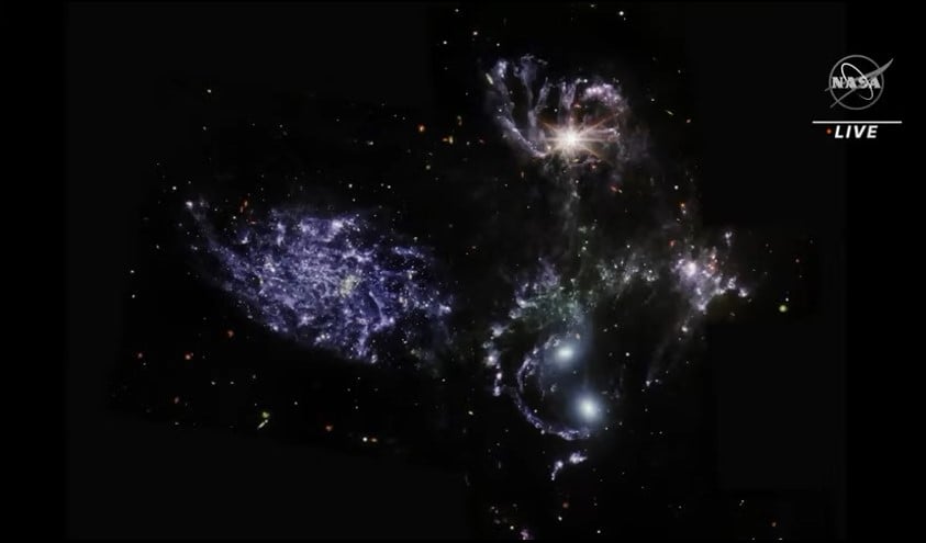 image shows active black hole in Stephans quintet
