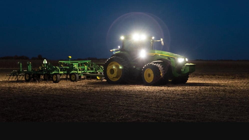 tractor at night