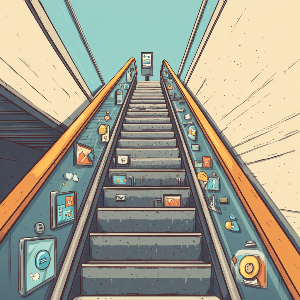 escalator going up digital tools midjourney