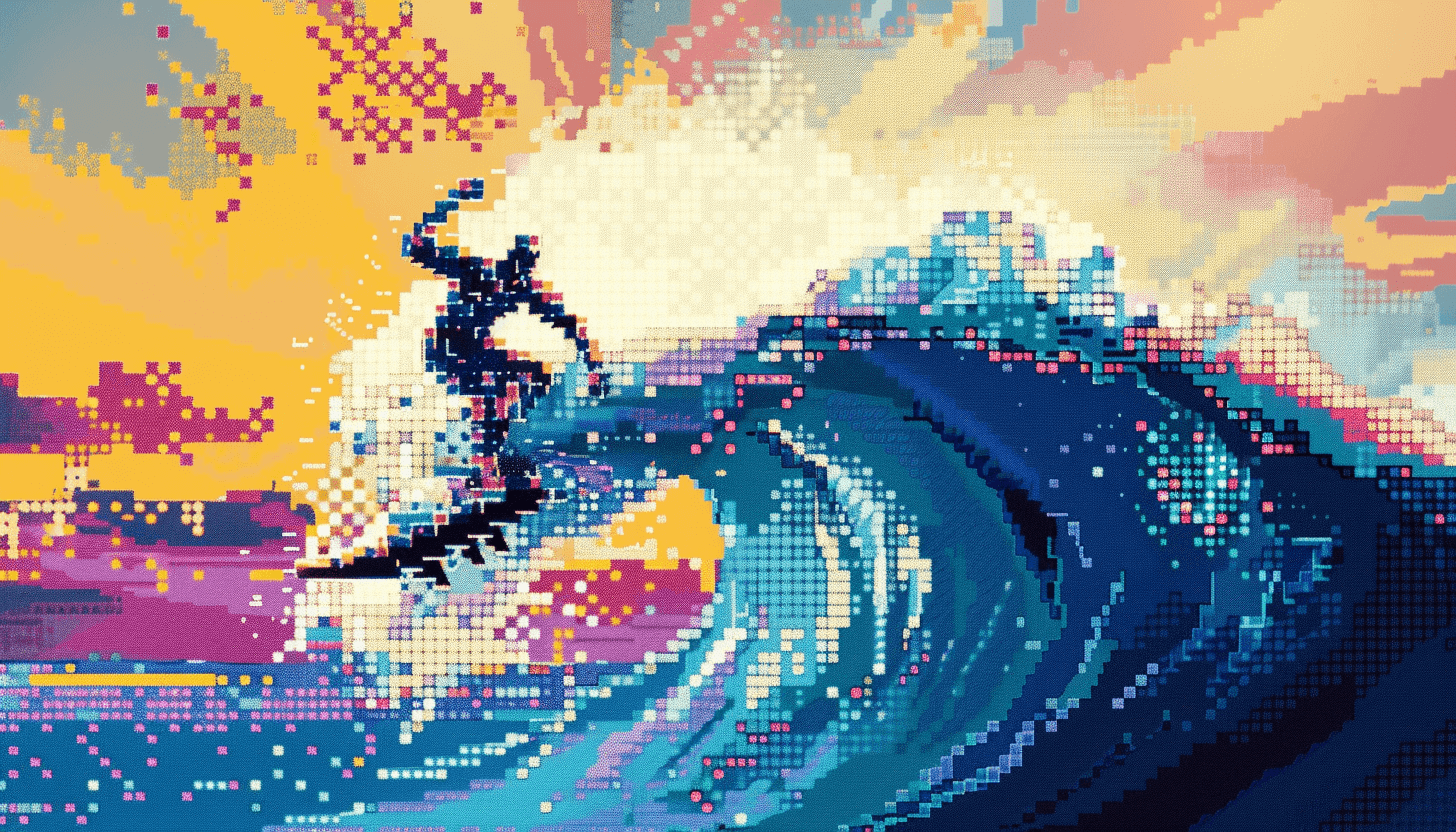 Surfer riding wave