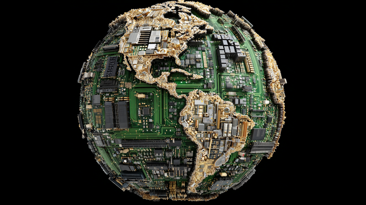 Earth globe computer chips silicon AI