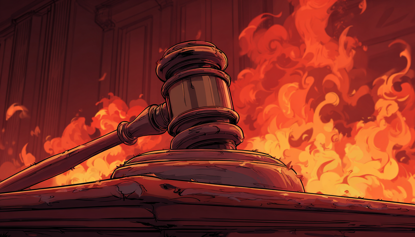 courtroom gavel with fiber in background