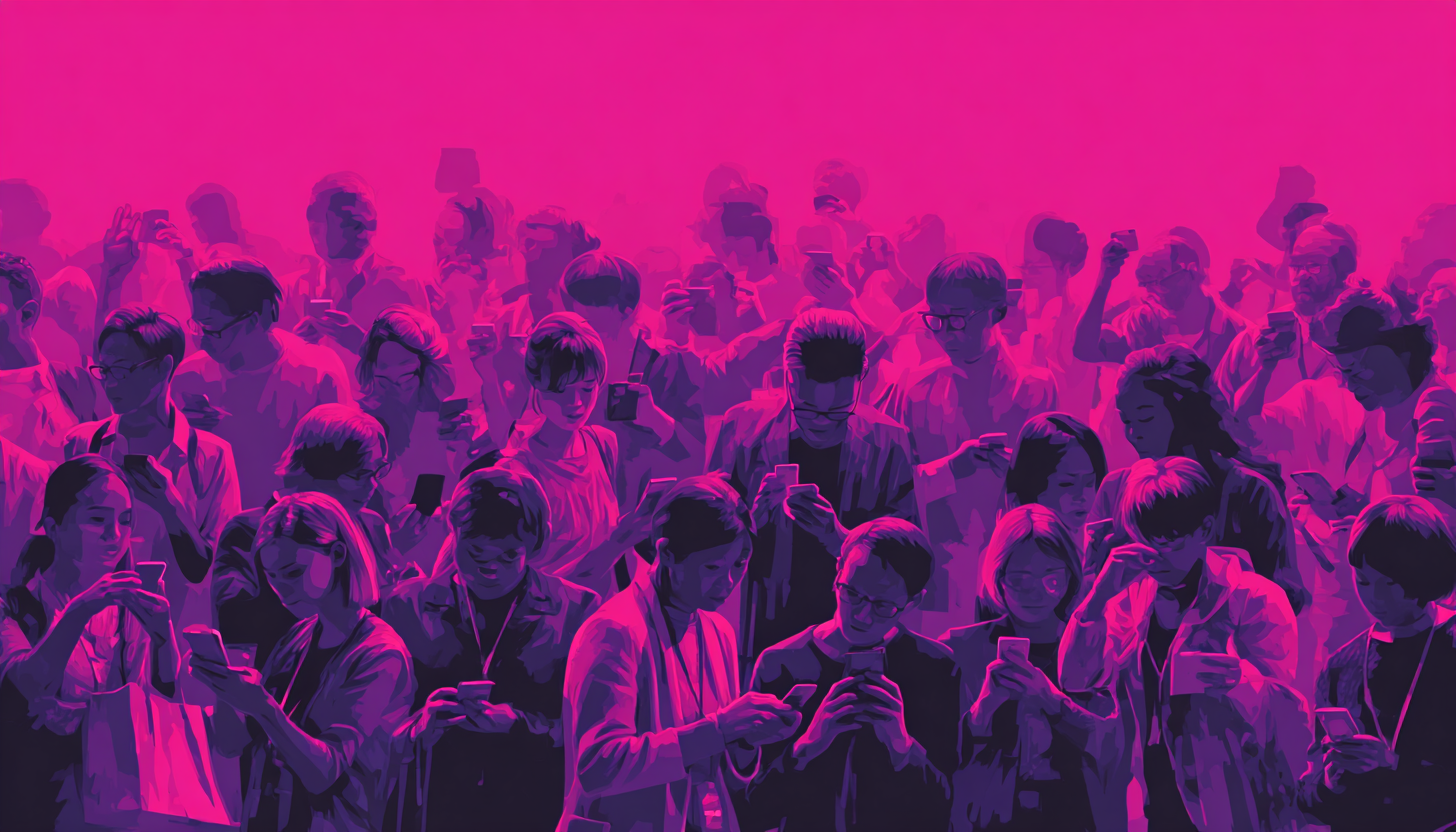 people using mobile phones in T-Mobile colors